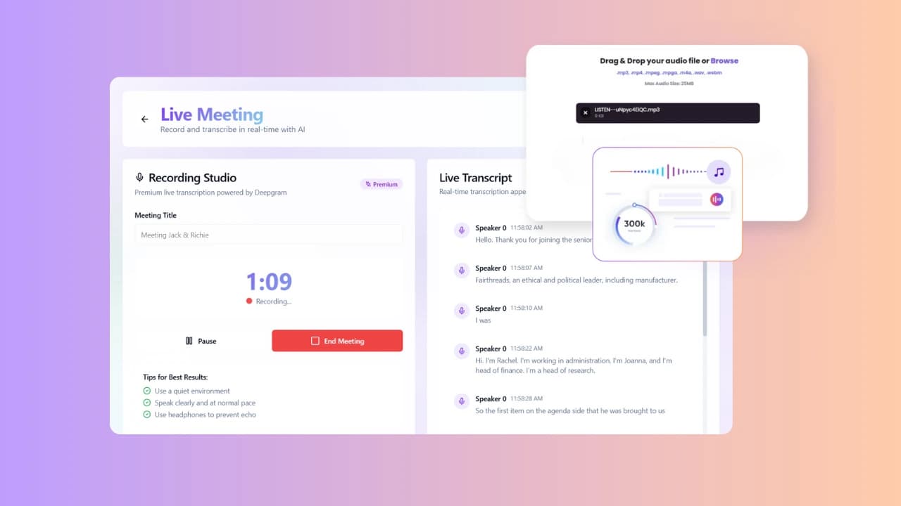 AI-Powered Transcription showcase